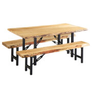 Wormy Maple Dining Table & Bench